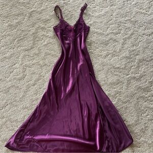 Victorias Secret Vintage silky Lace-Trim Slip Dress - Purple color